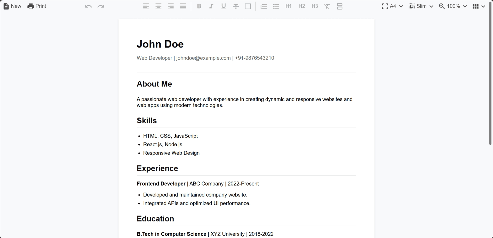 ResumeCV123 - Resume Builder